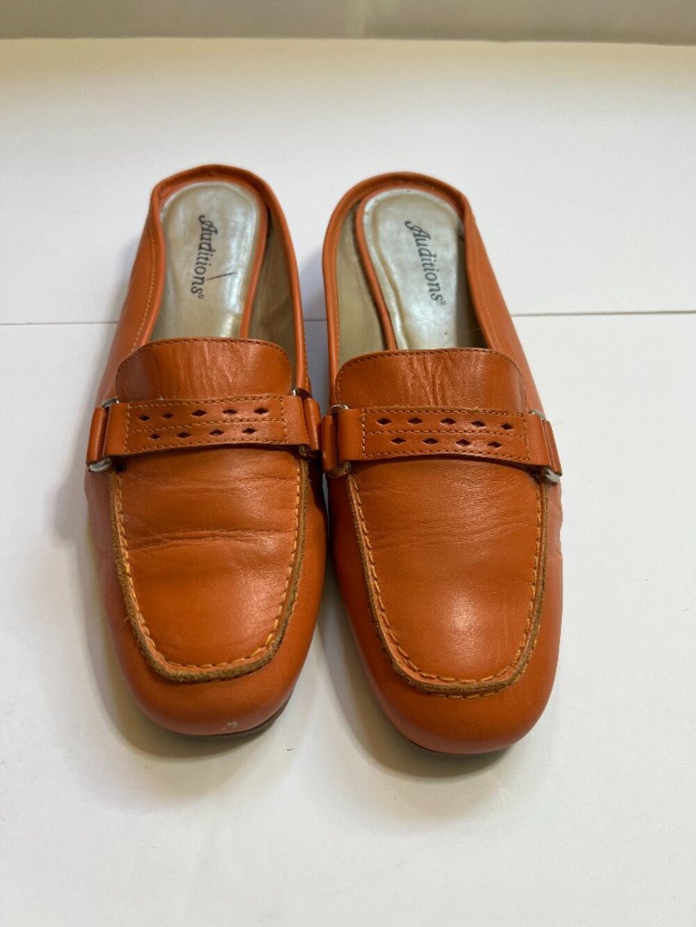 Auditions Orange Leather Loafers W 8 1/2